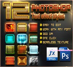 12个金属质感的PS图层样式：12 Photoshop Text Effect Styles Vol 4